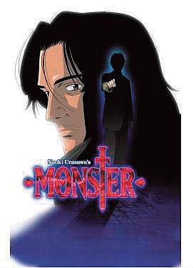 Arte oficial do anime Monster, com Kenzo Tenma e Johan Liebert